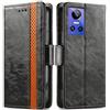 Generico DayQiQiPu Cover per Realme GT Neo3 (6,7 Pollici) Custodia in pelle PU con Patchwork Guscio Protettiva Anti-Skimming Custodia Portafoglio Flip Caso Business, Nero