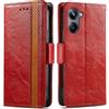 Generico DayQiQiPu Cover per Realme 10 Pro (6,72 Pollici) Custodia in pelle PU con Patchwork Guscio Protettiva Anti-Skimming Custodia Portafoglio Flip Caso Business, Rosso