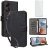 IUQXU Cover per ZTE Blade A34 Libro con Vetro Temperato N