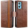 Generico DayQiQiPu Cover per Realme 9i 4G (6,6 Pollici) Custodia in pelle PU con Patchwork Guscio Protettiva Anti-Skimming Custodia Portafoglio Flip Caso Business, Marrone