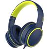 Rorsou R10 Cuffie over-ear con microfono, stereo, pieghevoli e leggere, con bassi potenti e cavo anti-groviglio da 1,5 m, portatili con cavo per smartphone, tablet, computer, MP3/4