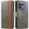 Generico DayQiQiPu Cover per Realme GT8 (6,79 Pollici) Custodia in pelle PU con Patchwork Guscio Protettiva Anti-Skimming Custodia Portafoglio Flip Caso Business, Grigio