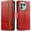 Generico DayQiQiPu Cover per Realme GT 8 Pro (6,79 Pollici) Custodia in pelle PU con Patchwork Guscio Protettiva Anti-Skimming Custodia Portafoglio Flip Caso Business, Rosso