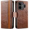 Generico DayQiQiPu Cover per Realme GT Neo 5/5 SE (6,74 Pollici) Custodia in pelle PU con Patchwork Guscio Protettiva Anti-Skimming Custodia Portafoglio Flip Caso Business, Marrone
