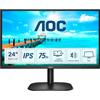 AOC Monitor Italia 24B2XH LED da 23.8 IPS, FHD, 1920 x 1080, 75 Kz, VGA, HDMI, Nero, 24 inch FHD IPS 75Hz, HDMI - VGA, No Speakers