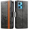 Generico DayQiQiPu Cover per Realme 9 Pro+ Plus (6,4 Pollici) Custodia in pelle PU con Patchwork Guscio Protettiva Anti-Skimming Custodia Portafoglio Flip Caso Business, Nero