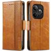 Generico DayQiQiPu Cover per Realme GT Neo 6/6 SE (6,78 Pollici) Custodia in pelle PU con Patchwork Guscio Protettiva Anti-Skimming Custodia Portafoglio Flip Caso Business, Cachi
