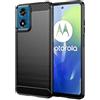 owlhold Cover per Motorola Moto G24 / E14 / G04 / G04s, Custodia Spazzolata e Fibra di Carbonio Morbido Silicone TPU Slim Fit Case, Antiurto, Antigraffio, Antiscivolo, Protezione Grado Militare, Nero