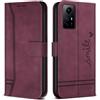 Bravoday Cover per Xiaomi Redmi Note 12S 4G / Redmi Note 12S 4G, Flip Custodia in Pelle PU con Slot per Schede, Portafoglio Custodia per Xiaomi Redmi Note 12S 4G / Redmi Note 12S 4G, Vino Rosso