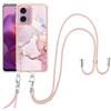 SNCLET Cover per Motorola Moto G24 Custodia con Collana Regolabile Crossbody Cover Lanyard Collana Antiurto Anti Scratch TPU Edges Necklace Case per Motorola Moto G04/G24 Telefono Custodia,Rosa D'oro