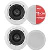 Pyle Altoparlanti Casse Audio da Incasso a Soffitto Bianchi 13,3 cm, Coppia Altoparlanti 2 Vie con Woofer Midbass e Tweeter da 2,5 cm, 80Hz-20kHz, 150 Watt, Installazione Facile