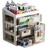 Felenny Scatola Porta Oggetti 4 Livelli, Box Medicina Organizzatore per Casa Ufficio e Viaggi, Cassetto Multiuso Trasparente per Farmaci, Trucchi, Attrezzi, Utensili, Materiale da Disegno