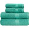 Amazon Basics Set Asciugamani Bagno Spugna 100% Cotone 2 Teli + 2 Asciugamani Viso, Verde Turchese, Confezione 4 Pezzi