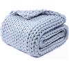 YNM Coperta originale lavorata a maglia grossa, morbida, traspirante e portatile, peso medio, per divano, letto e altro ancora, elegante accessorio per la casa (grigio lunare, 100 x 130 cm)
