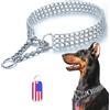 JanToPet Collare a catena per cani in acciaio inox regolabile a maglia cubana in metallo per cani a prova di masticazione, a tripla fila, per cani di taglia grande e media (3 file, S)