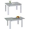 Dmora - Tavolo allungabile Midland, Consolle estensibile per sala da pranzo, Tavolo apribile da cucina con prolunga, 140/190x90h78 cm, Cemento e Bianco