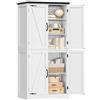 TEENFON Credenza Cucina, Mobile Cucina con 4 Ante e Ripiani Regolabili, Dispensa Cucina con Maniglie Nere, per Soggiorno e Sala da Pranzo, Bianco - 60x30x148 cm