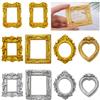 YOYEAH Mini Cornici Mini Pack da 10 Vintage Dorato/Argento, 10 Piccole cornici in Miniatura in Stile Barocco con 5 Forme per Foto da 1,6-2,2 Pollici, Oro Metallico