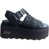 Cult Sandalo nero in pelle intrecciata con zeppa alta CLW474900 Nancy Tg 40