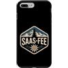 Alpine Ski Travel Winter City Mountain E Custodia per iPhone 7 Plus/8 Plus Saas-Fee Montagna Retro Tramonto Alpino