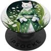 Japanese Culture Aesthetics Neko Cat Jap Gatto Giapponese in Kimono Verde Prato Verde PopSockets PopGrip Adesivo