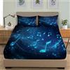 Generic Singolo Lenzuolo con Angoli 120x200x30cm, Stampa di Note Musicali Blu Traspirante Lenzuola con Angoli Sotto Profondità 30cm, Arte Digitale Coprimaterasso Confortevole e Lavabile con 2 Federe
