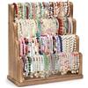 Emfogoo Porta Bracciali, 4 Livelli Espositore Gioielli, Braccialetti Rack in Legno Staccabile, per Bracciali, Braccialetti, Orologi, Collane, Porta Gioielli per Casa, Fiere e Negozi (Marrone Vintage)