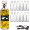 Praknu 12 Bottiglie Vetro 100ml con Tappo a Vite - 12 Etichette e Penna - Bottiglie Vetro per Liquore, Olio, Birra & Vino