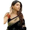 Yashika Cotone Seta Trendy Banarasi Kanjivaram Sari Con Camicetta Materiale, nero, taglia unica