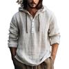 VYLYNL Felpa con cappuccio oversize da uomo in cotone e canapa con colletto con bottoni, pullover con cappuccio leggero e sciolto, camicie casual in tinta unita, traspirante, estive, da spiaggia, tinta unita