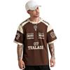 THALASI T-shirt da uomo in jersey di cotone estetico taglie forti T-shirt sportiva a mezza manica girocollo stampata maglietta per uomo con spalle scoperte vestibilità ampia, Marrone, S