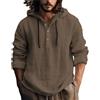VYLYNL Felpa con cappuccio oversize da uomo in cotone e canapa con colletto con bottoni, pullover con cappuccio leggero e sciolto, camicie casual in tinta unita, traspirante, estive, da spiaggia, tinta unita