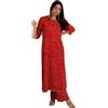 Yashika Donne Misto Cotone Bandhej Stampato Bandhani Kurta Palazzo Set Con Pizzo Sequenza, rosso, XL
