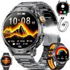 SUNKTA Orologio intelligente da uomo Militare 1000 mAh grande batteria 1,7" HD Bluetooth chiamate per iOS Android Smartwatch Sportive fitness,Monitoraggio della salute,sonno,3 braccialetti,Giallo