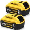 Amoresbat 2 Pezzi Ricambio per Dewalt Batteria 18V 5.0Ah Compatibile con i modelli DCB184 DCB180 DCB181 DCB182 DCB200 DCB201 DCB204 con indicatore LED