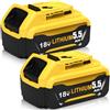Amoresbat 2 Pezzi 5500mAh Ricambio per Dewalt Batteria 18V per DCB184 DCB180 DCB181 DCB182 DCB200 DCB201 DCB204 Compatibili DCB107 DCB102