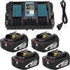 Amoresbat 4X BL1860B di Ricambio per Makita Akku 18V 5.5Ah+Caricatore DC18RD BL1850 BL1850B BL1860 BL1845 BL1830 BL1815 LXT-400 con indicatore LED