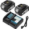 Amoresbat 2X BL1860B Ricambio per Makita Batteria 18V 5,5Ah + Caricatore DC18RF BL1850B BL1840B BL1830B BL1820B BL1815N BL1890 con indicatore LED