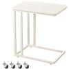 VASAGLE Tavolino da Letto con Ruote, Tavolino Mobile da Salotto, Comodino, Carrello, Soggiorno Camera da Letto, Struttura in Acciaio, Montaggio Facile, Bianco Crema LNT050W77