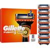 Gillette Fusion5 Power, 8 lame di ricambio originali da uomo con striscia lubrificante più grande per una scorrevolezza fluida e 5 lame per una rasatura incredibilmente stretta e confortevole