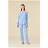 NOIDINOTTE PIGIAMA DONNA COTONE MANICA LUNGA FA009490 NOIDINOTTE CERULIO