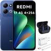 XIAOMI Smartphone Xiaomi REDMI 17 4G, 4GB di RAM, 256GB di memoria, colore blu, display da 6,9 pollici, batteria da 7500mAh, con caricabatterie da 67W e cuffie Bluetooth