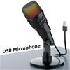 Microfono USB per PC per Mac per PS4 con microfono streaming effetti luce RGB