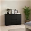 Dmora - Credenza Alix, Buffet da soggiorno, Madia da salotto, Dispensa da cucina, 121x50 h91 cm, Nero