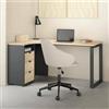 Dmora - Scrivania Noemie, Scrittoio multiuso, Tavolo per ufficio porta PC, Piano di lavoro, 150x100 h76 cm, Rovere e Grigio