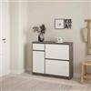 Dmora - Scarpiera Maxime, Mobile portascarpe, Armadio da Ingresso Multiuso, Mobiletto per Calzature, 109x32 h93 cm, Cemento e Bianco Lucido