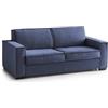 Dmora Talamo Italia - Divano letto 3 posti Addolorata, Sofà Soggiorno con apertura girevole, Tessuto imbottito, Braccioli slim, 100% Made in Italy, Cm 200x95h90, Blu