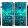 SIENIANLINE Cover per Huawei P Smart 2019 PU Pelle Custodia Flip Aurora