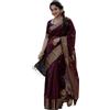 Sugathari Kanchipuram - Sari da donna in seta da donna, stile tradizionale per matrimoni e feste, con camicetta, sari etnico indiano in seta per spose e feste (KS-156), vino, taglia unica