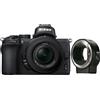 Nikon Z 50 + obiettivo 16-50mm + adattatore FTZ, 20,9 MP, risoluzione 5568 x 3712 pixel, sensore CMOS, registrazione video 4K Ultra HD, schermo touch, colore nero